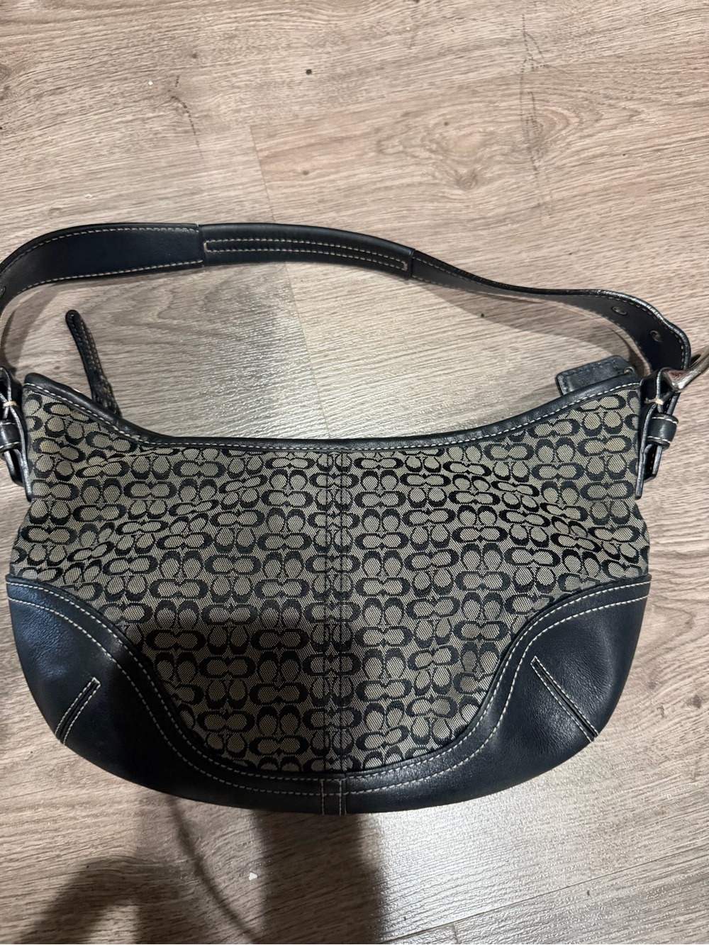 Coach Black and Tan Signature Shoulder Bag